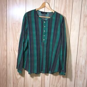 O-nelue Striped V-Neck Long Sleeve Top 2XL